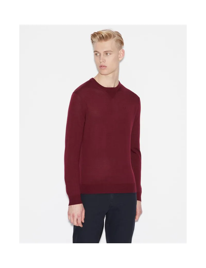 ARMANI EXCHANGE maglia uomo bordeaux girocollo cotone cashmere 8NZM3E