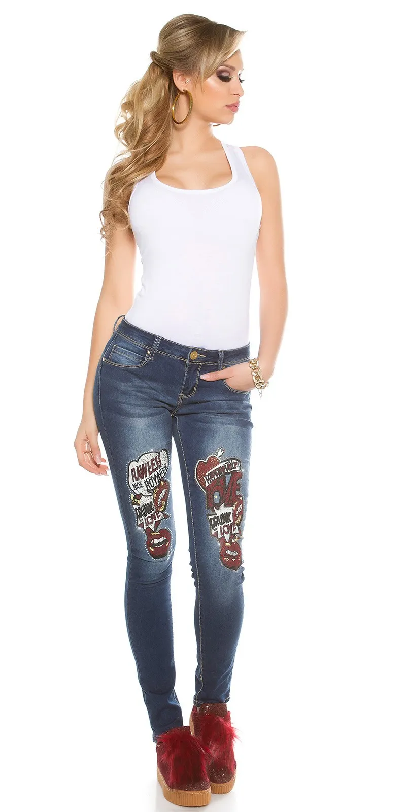 Jeans skinny GZ046 blu