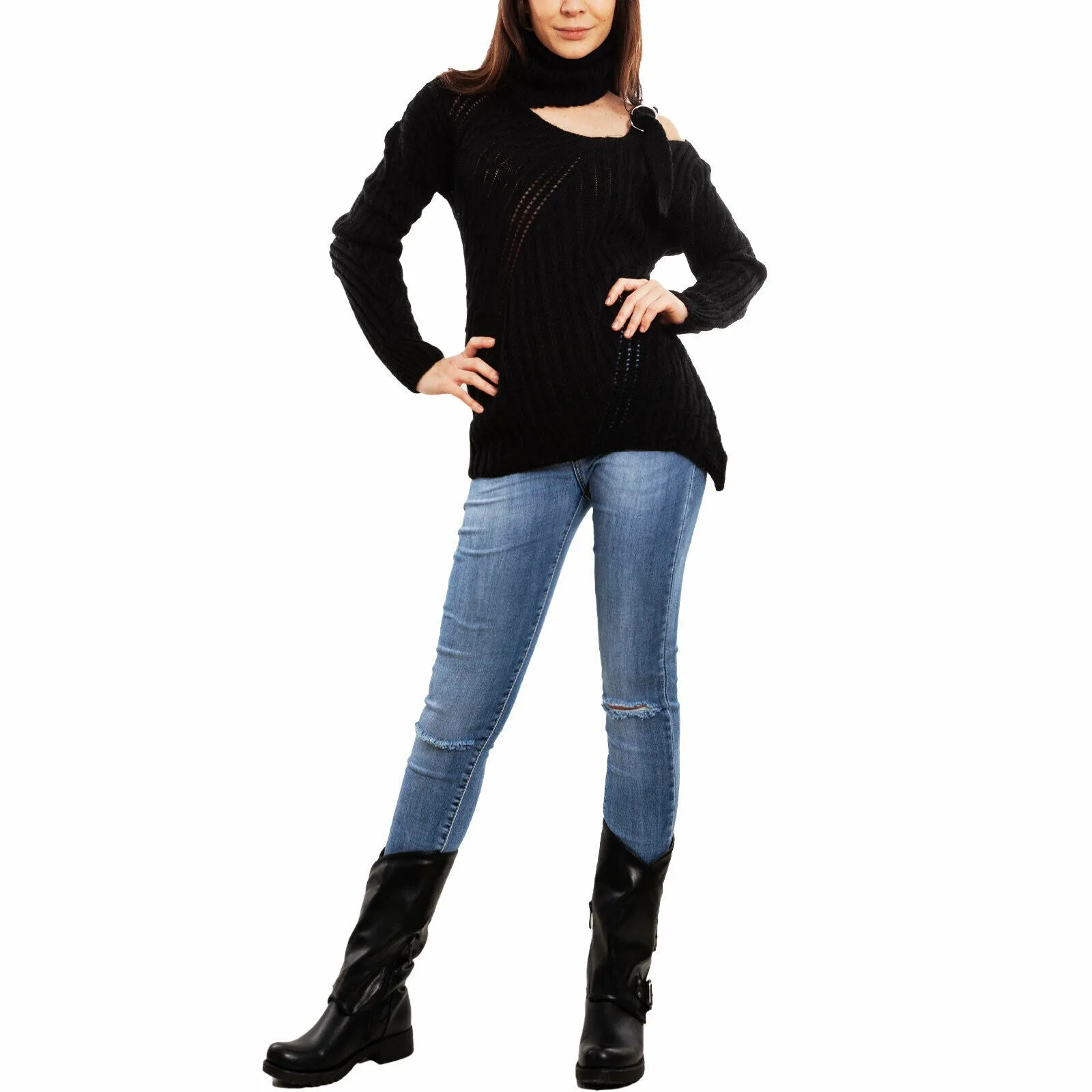 Maglione donna tricot spalla VB-7022