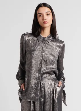  MOMONI   SAKE - Camicia con colletto classico effetto metallizzato | Grigio