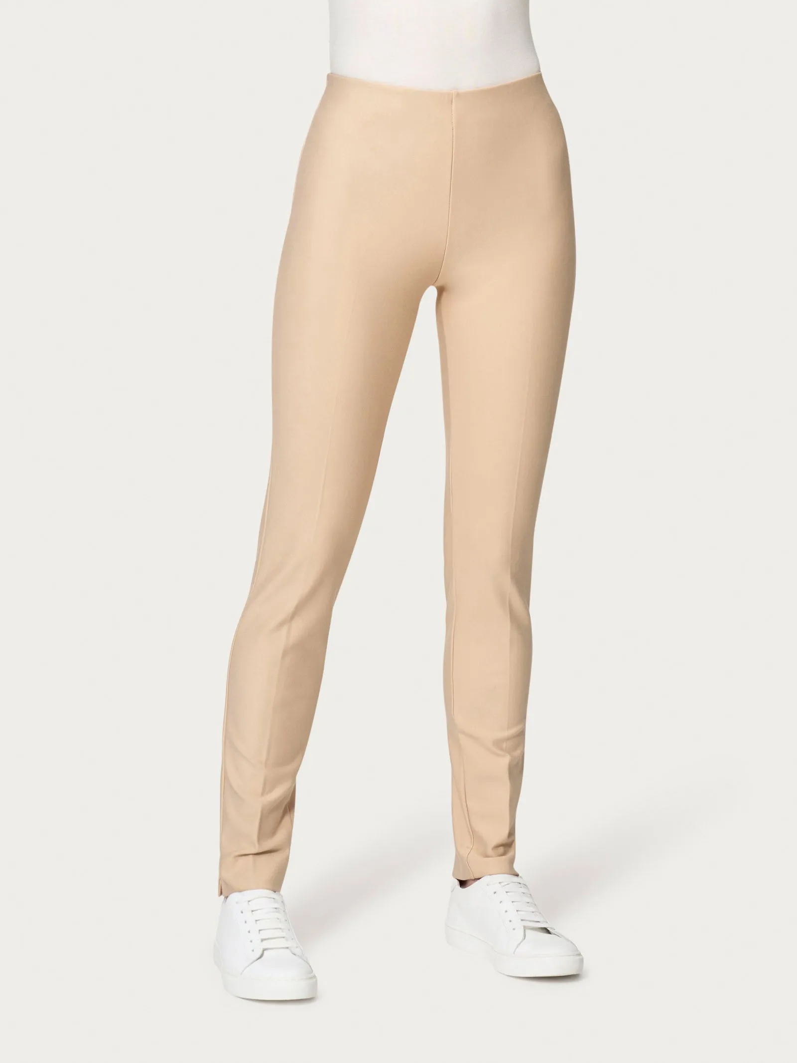 Pantalone a sigaretta con spacchetti in Compact - Irish Cream