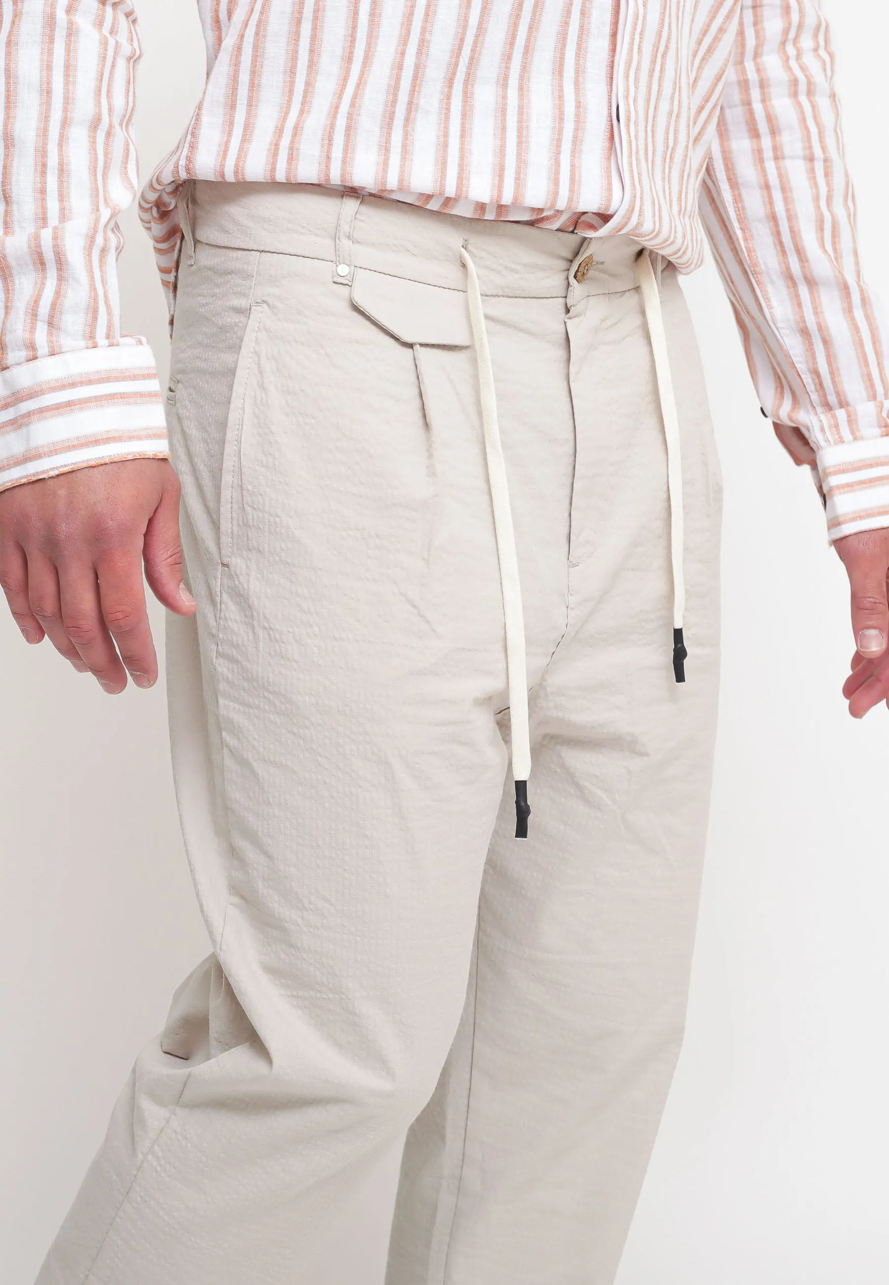 Pantalone Coulisse Goffr Beige