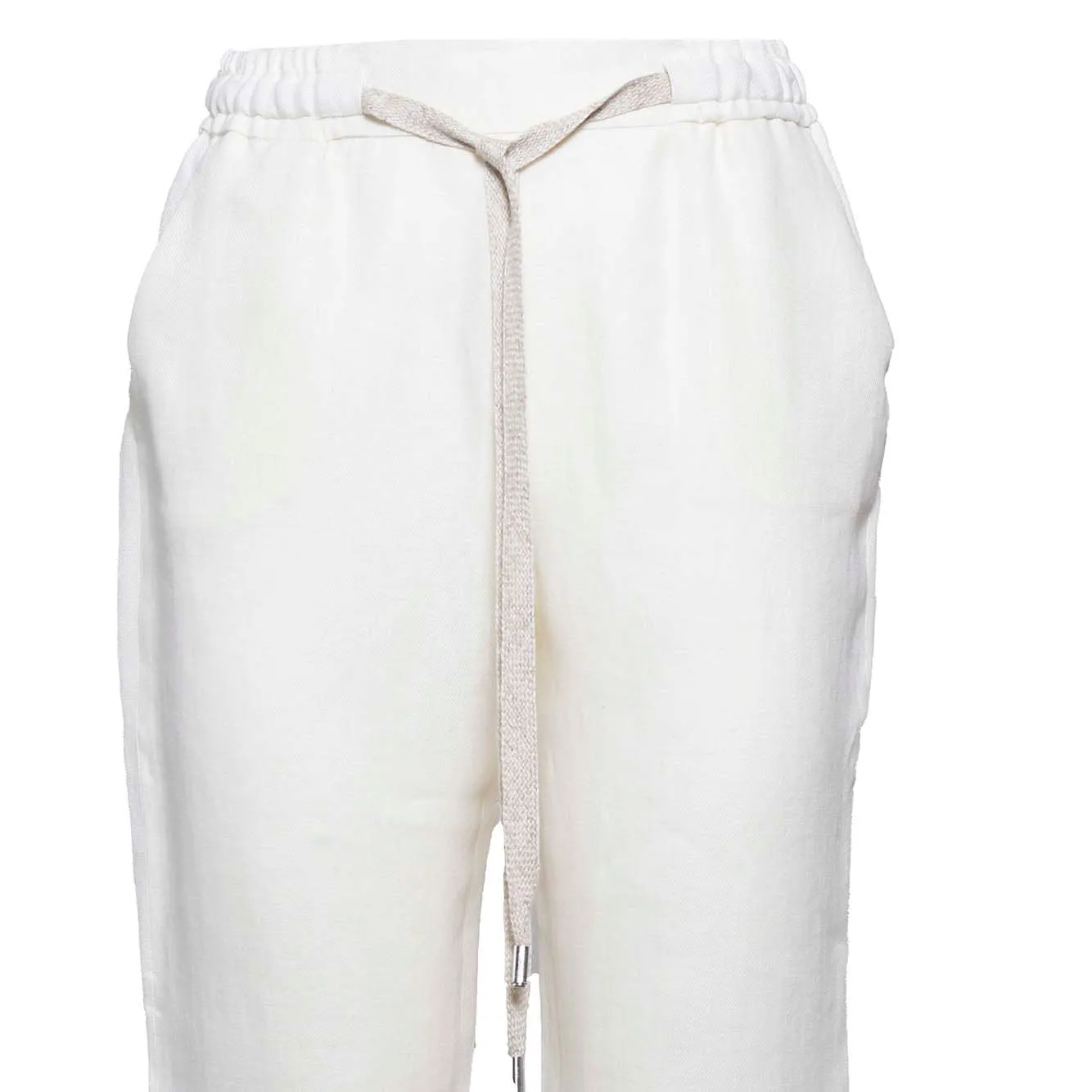 Pantalone Joke dritto in lino bianco Barba