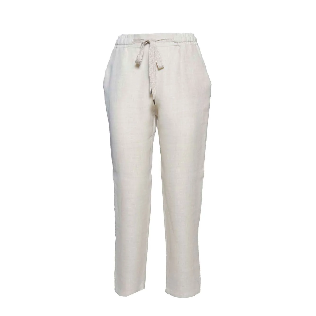 Pantalone Joke dritto in lino e lana beige Barba