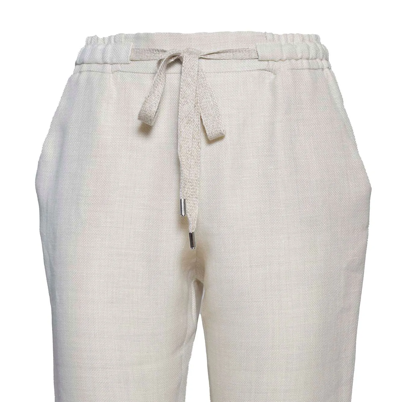 Pantalone Joke dritto in lino e lana beige Barba