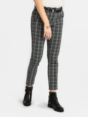 Solada Pantalon d'hiver à carreaux femme