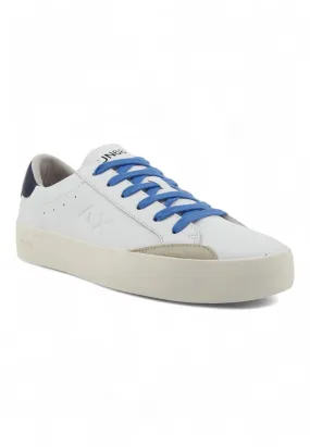 SUN68 Street Leather Sneaker Uomo Bianco Navy Blue Z34140