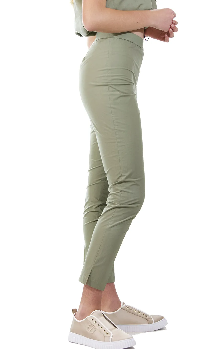 Twinset Milano Pantalone verde in popeline. 201TT2032