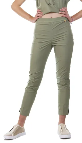 Twinset Milano Pantalone verde in popeline. 201TT2032